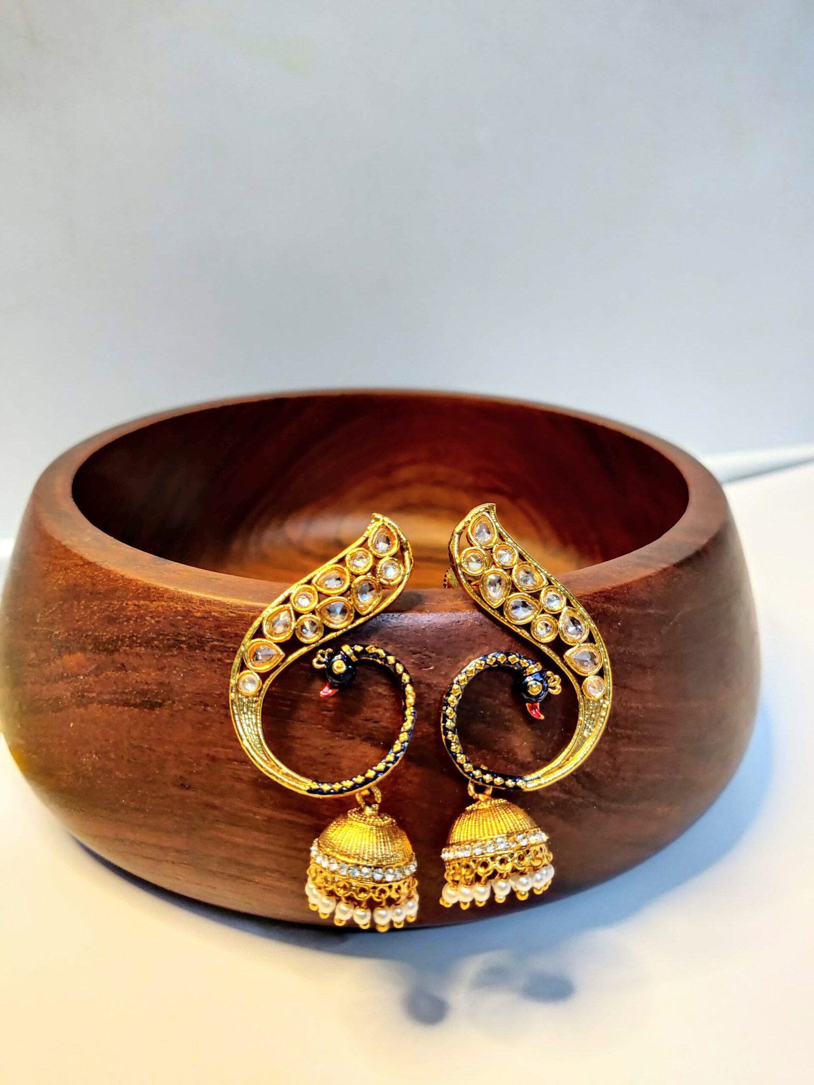 Antique Peacock Earring with Gold Plating - Image 3