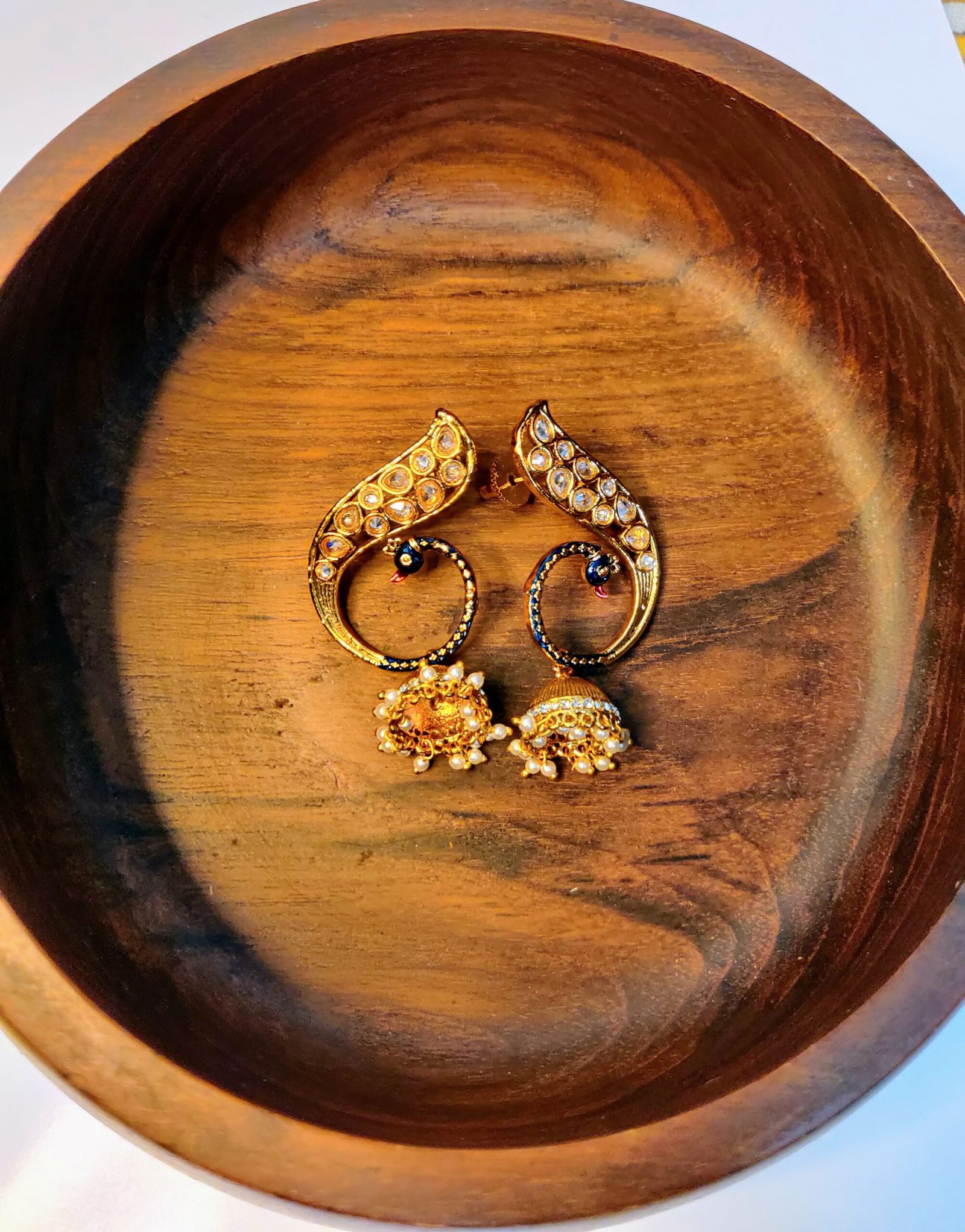 Antique Peacock Earring with Gold Plating - Image 4