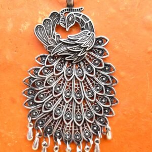 Oxidised long chain with Peacock Pendant